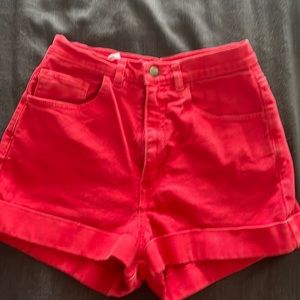 American apparel red denim shorts